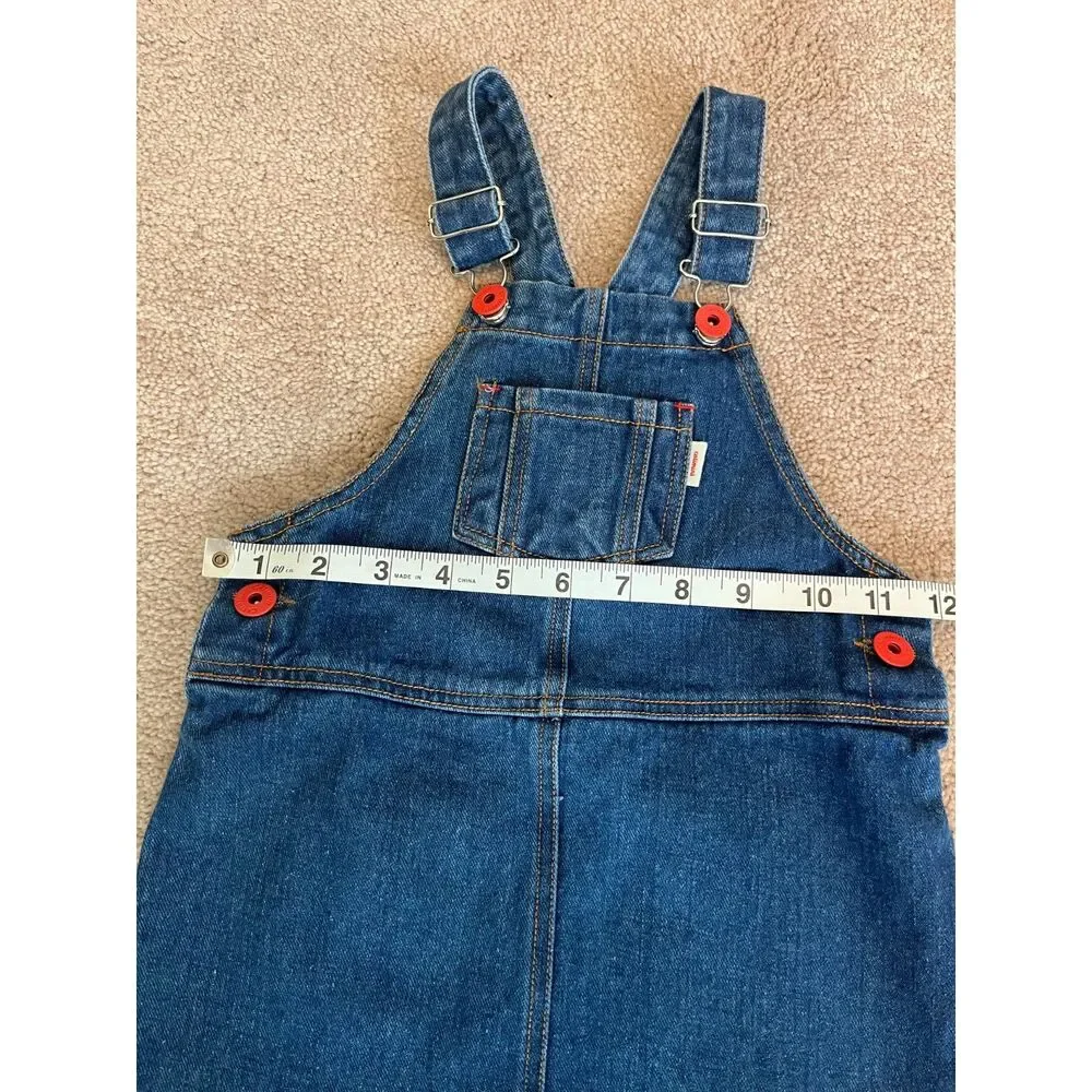 Catimini French Designer Denim Embroidered Overall Dress Size 4Toddler